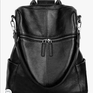Yaluxe Black Leather Backpack